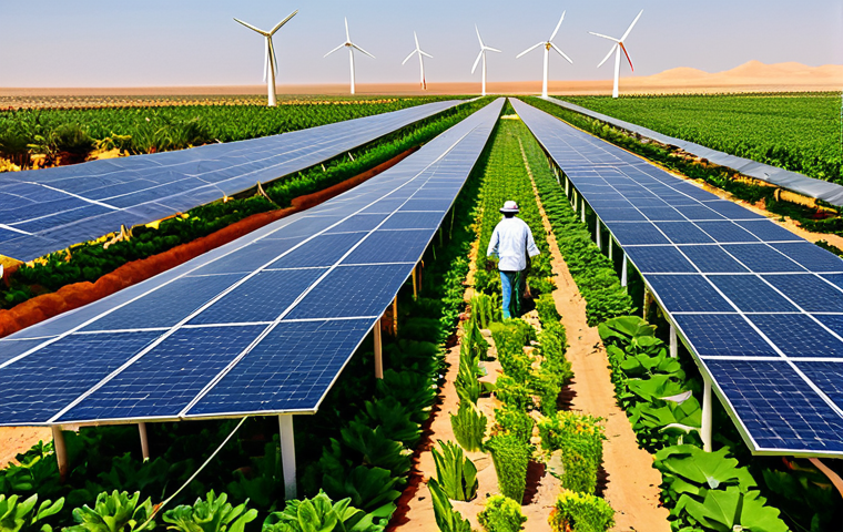 Sustainable Sahara Oasis**
"A bustling solar-powered oasis in the Sahara desert, fully clothed farmers tending to hydroponic gardens with lush green plants, wind turbines in the background, perfect anatomy, correct proportions, natural pose, safe for work, appropriate content, fully clothed, family-friendly, vibrant colors, detailed textures, professional photography, high quality."
**